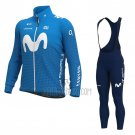 Movistar Cycling Jersey Bib Tight 2021 Long Sleeve Blue