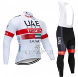 UAE Cycling Jersey Bib Tight 2020 Long Sleeve White Red