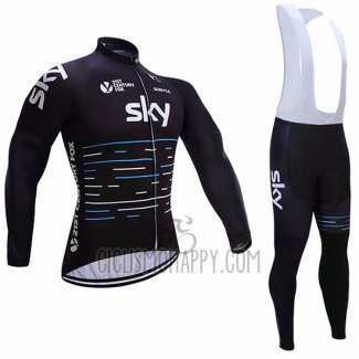 Sky Cycling Jersey Bib Tight 2017 Long Sleeve Black