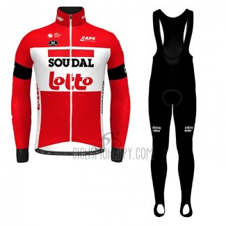 Lotto Soudal Cycling Jersey Bib Tight 2022 Long Sleeve Red