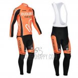 Euskalte Cycling Jersey Bib Tight 2013 Men Long Sleeve Orange