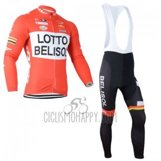 Lotto Belisol Cycling Jersey Bib Tight 2014 Long Sleeve Orange