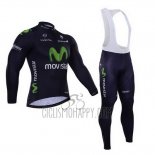 Movistar Cycling Jersey Bib Tight 2015 Long Sleeve Black