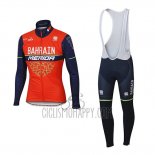 Bahrain Merida Cycling Jersey Bib Tight 2017 Long Sleeve Red