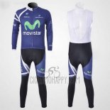 Movistar Cycling Jersey Bib Tight 2011 Long Sleeve Blue