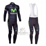 Movistar Cycling Jersey Bib Tight 2013 Long Sleeve Black