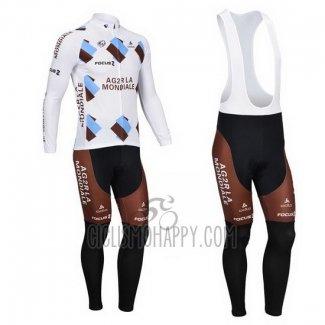 Ag2rla Cycling Jersey Bib Tight 2013 Long Sleeve Marron