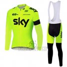 Sky Cycling Jersey Bib Tight 2016 Long Sleeve Green