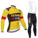 Jumbo Visma Cycling Jersey Bib Tight 2021 Long Sleeve Yellow