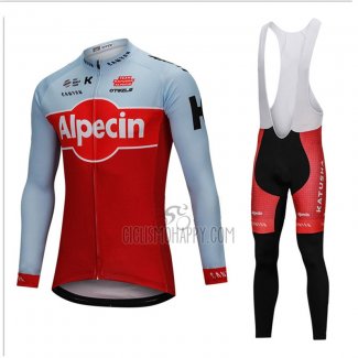 Katusha Alpecin Cycling Jersey Bib Tight 2018 Long Sleeve Red