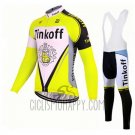 Tinkoff Cycling Jersey Bib Tight 2017 Long Sleeve Yellow