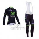 Movistar Cycling Jersey Bib Tight 2014 Long Sleeve Black