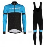 Trek Cycling Jersey Bib Tight 2020 Long Sleeve Black Blue