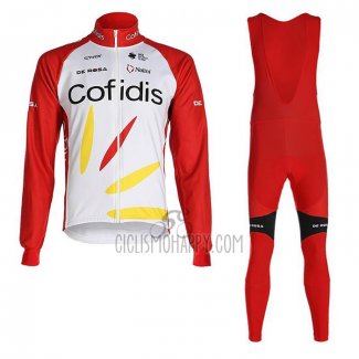 Cofidis Cycling Jersey Bib Tight 2020 Long Sleeve White Red