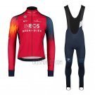 INEOS Grenadiers Cycling Jersey Bib Tight 2023 Long Sleeve Red