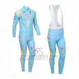 Astana Cycling Jersey Bib Tight 2013 Long Sleeve Light Blue