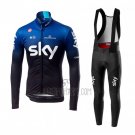 Sky Cycling Jersey Bib Tight 2019 Long Sleeve Blue Black